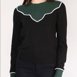 ISO Veronica Beard Atty cashmere sweater in black and green, size xl